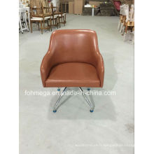 Les fauteuils de salon en cuir marron de conception européenne modernes (FOH-LC18)